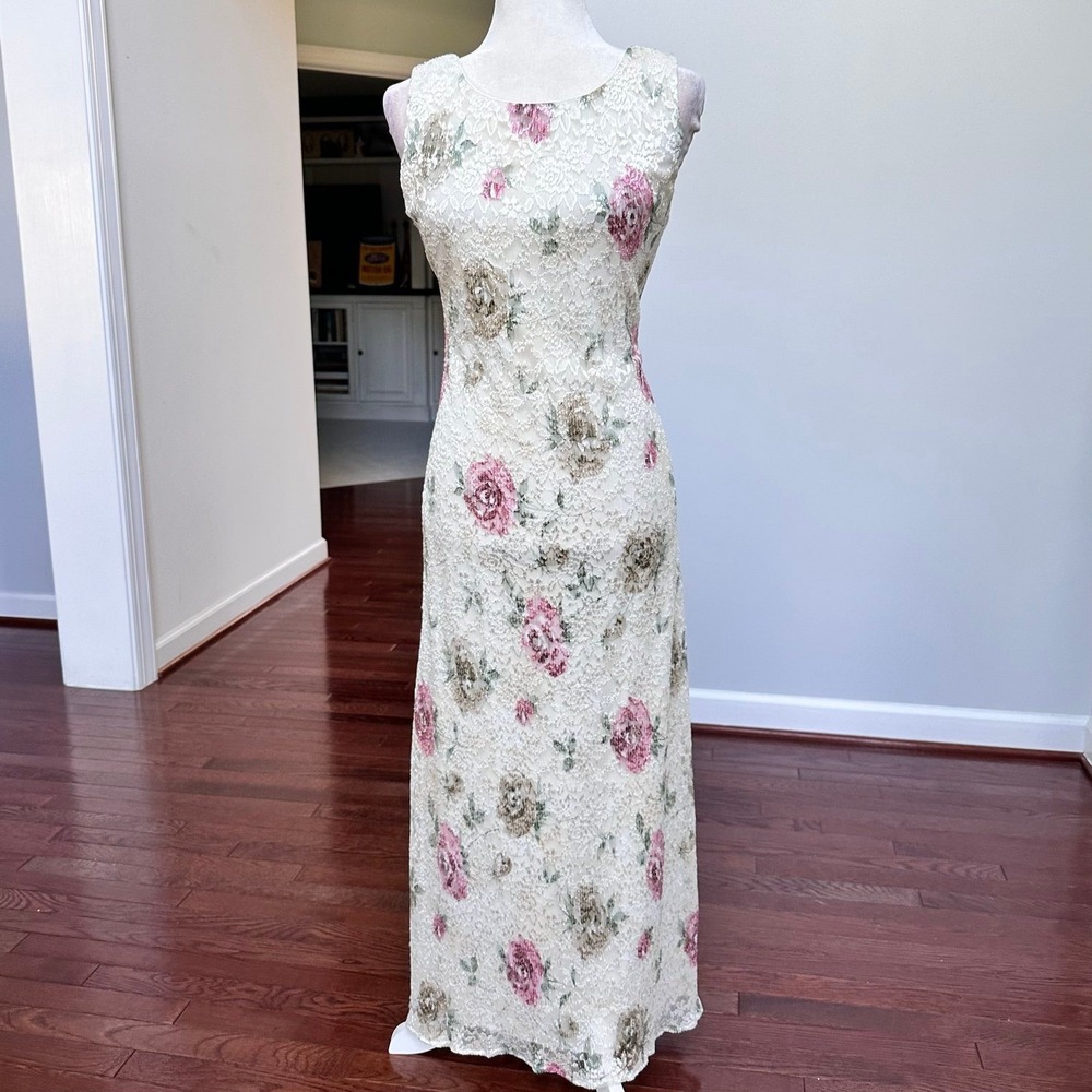 Vintageā Y2K 2000s DressBarn CottageCore Valley Girl Coquette Floral Maxi Dress